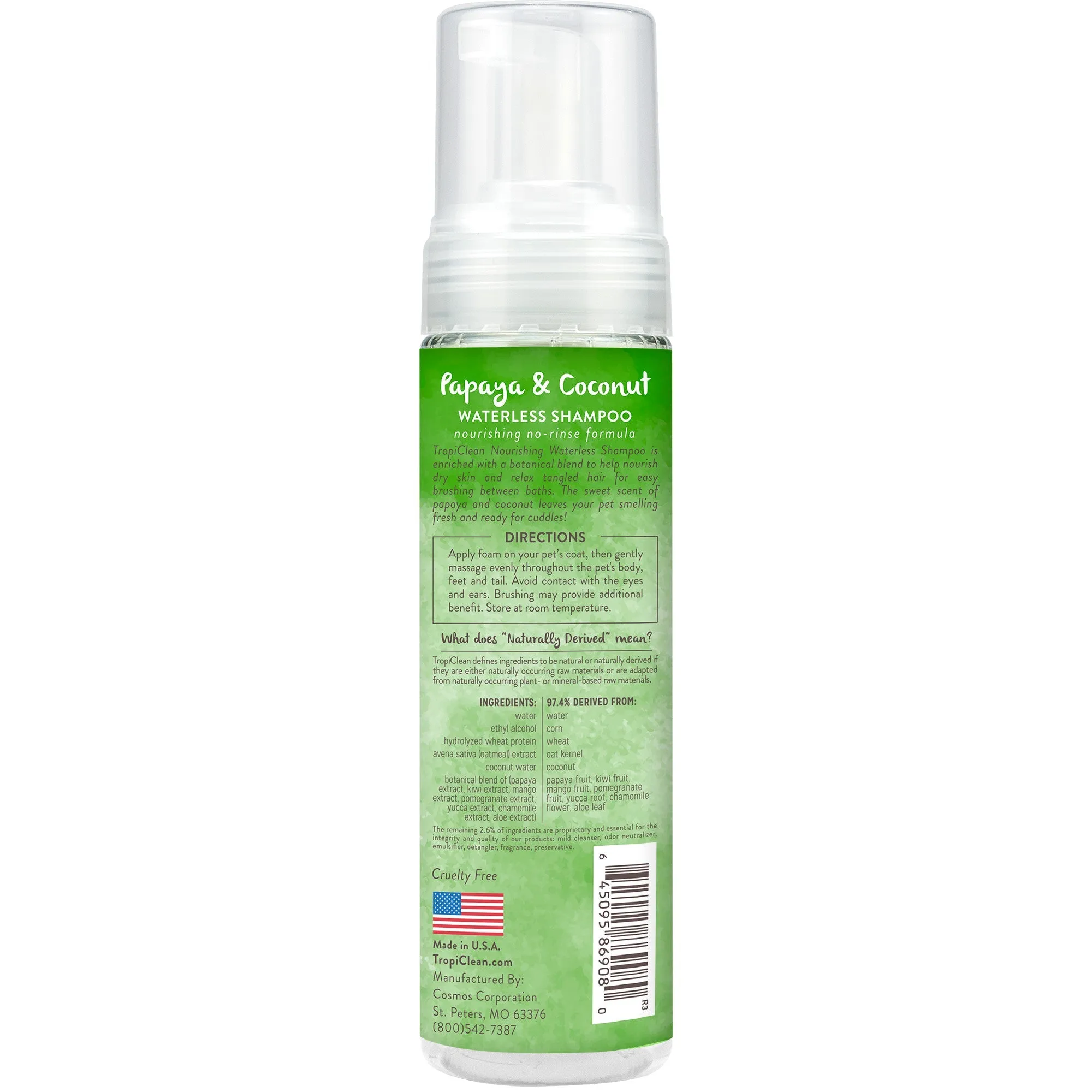 TROPICLEAN Papaya and Coconut Waterless Shampoo for Pets
