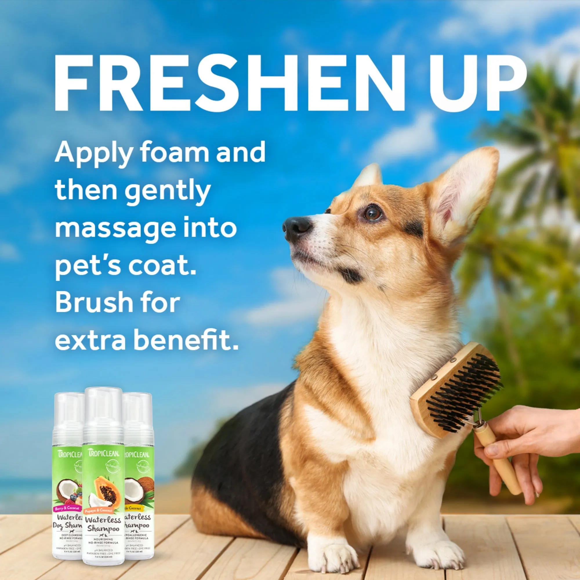 TROPICLEAN Papaya and Coconut Waterless Shampoo for Pets