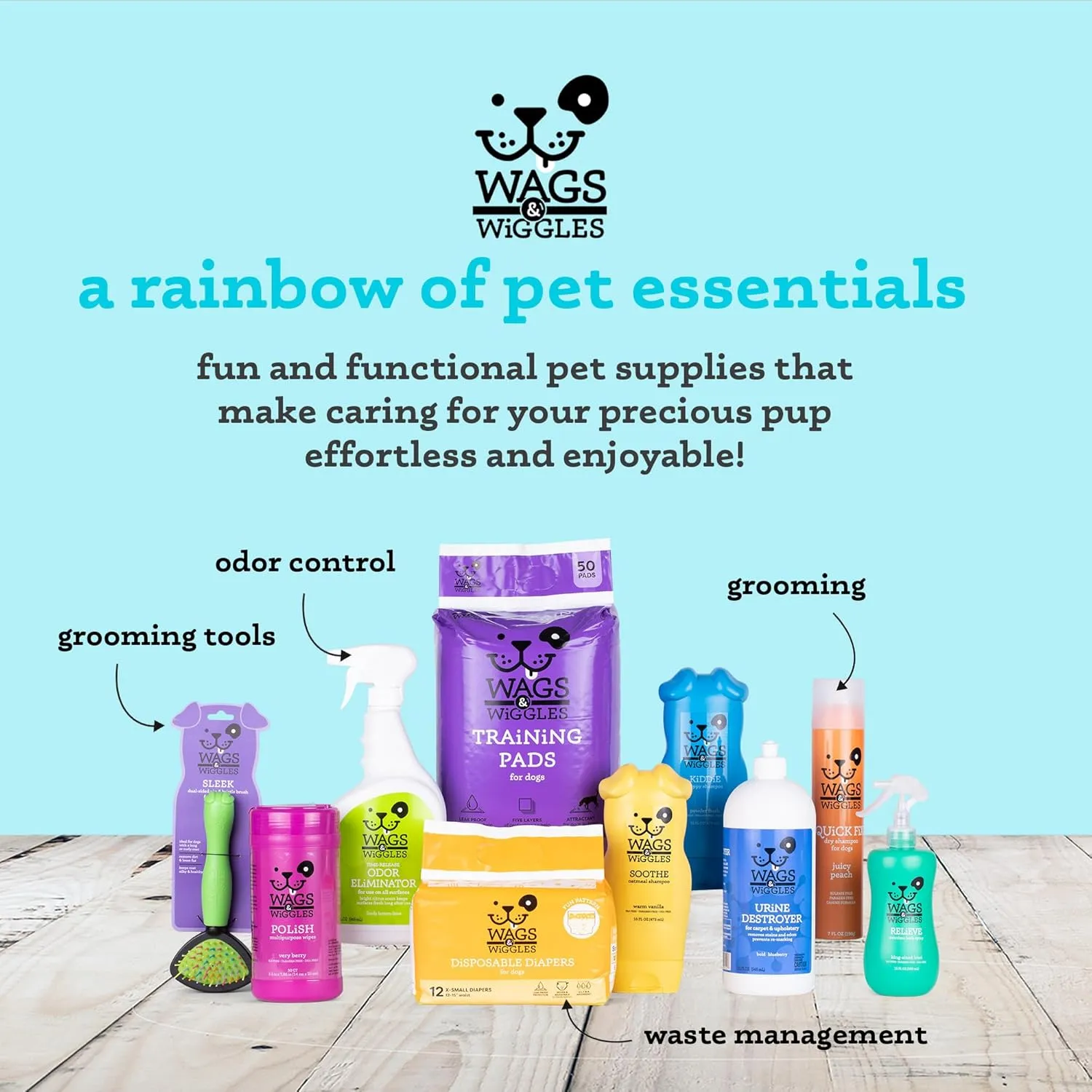 Wags & Wiggles Stain & Odor Spray, 32oz - Pet Carpet Cleaner for Stains, Oxygen-Powered Cleaner for Dog & Cat Urine, Carpet Stain Remover & Deodorizer with Clean Scent, Pet Odor Eliminator for Home