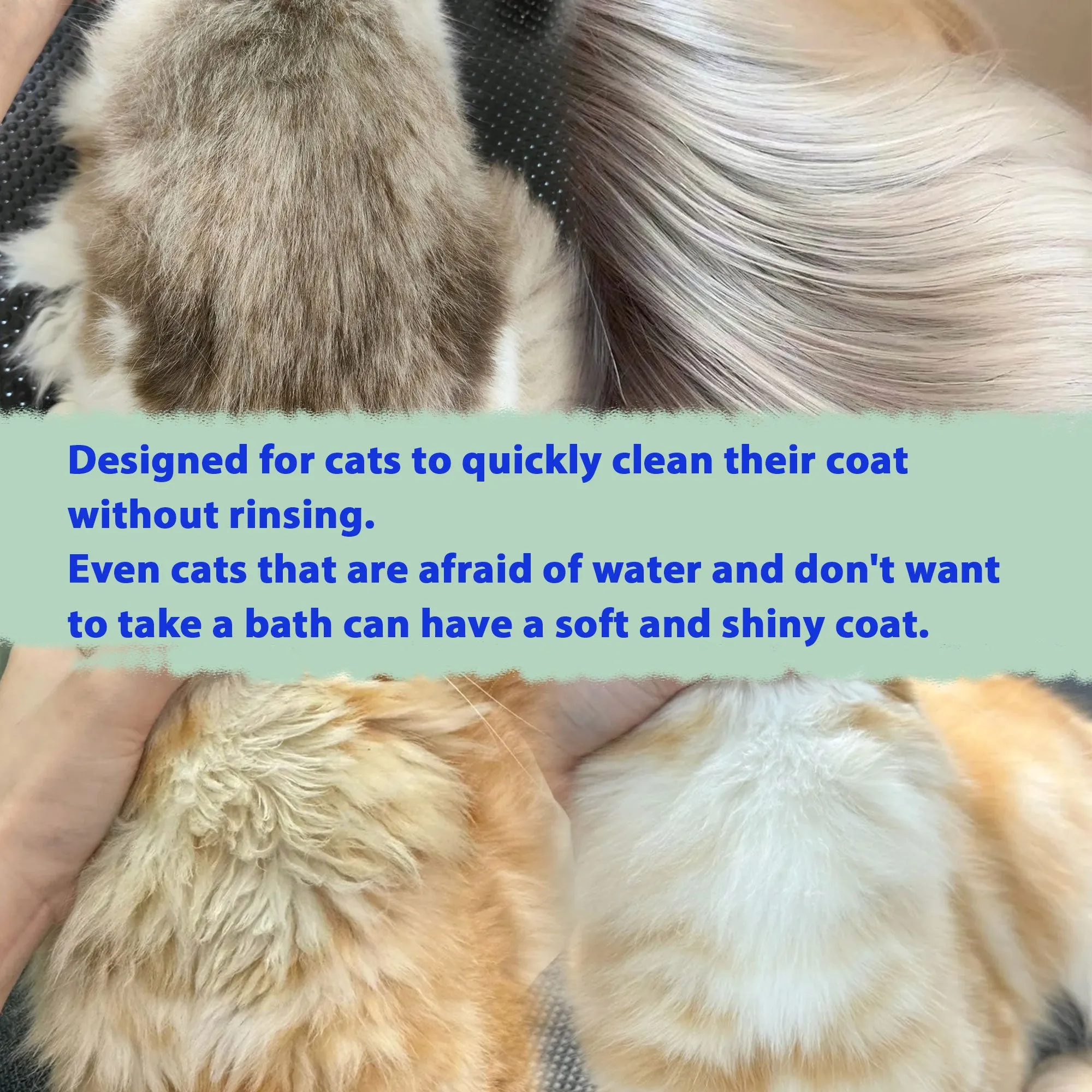 Waterless Cat Shampoo No Rinse Kitten Shampoo, Easy Cat Bath Cleaning Fur Lick Safe - Hypoallergenic Cat Shampoo for Long and Short Hair