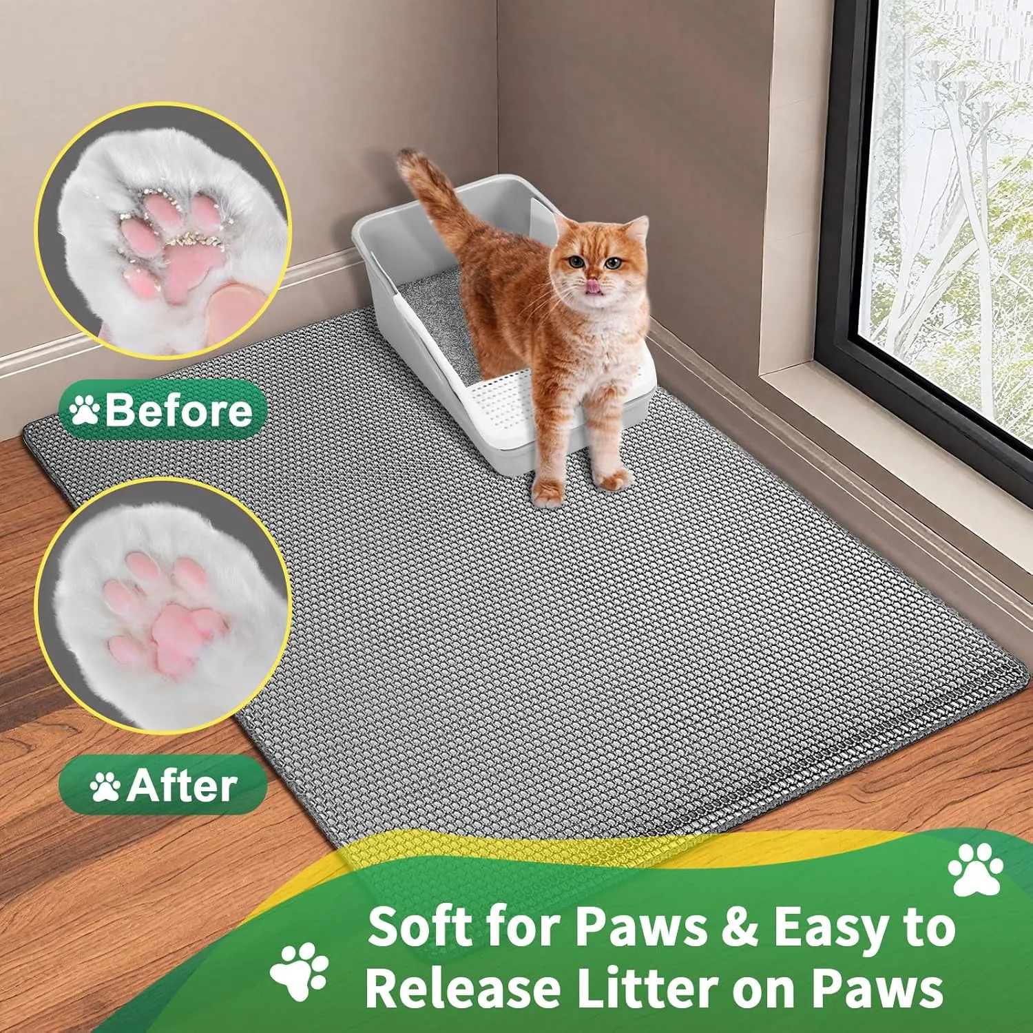 XXL 47''X 36'' Supper Large Cat Litter Box Mat,2 Layer Litter Mat for indoor cats,Rug for Pet kitty,Litter Trapping Mats,Waterproof Urine Proof,Non-Slip