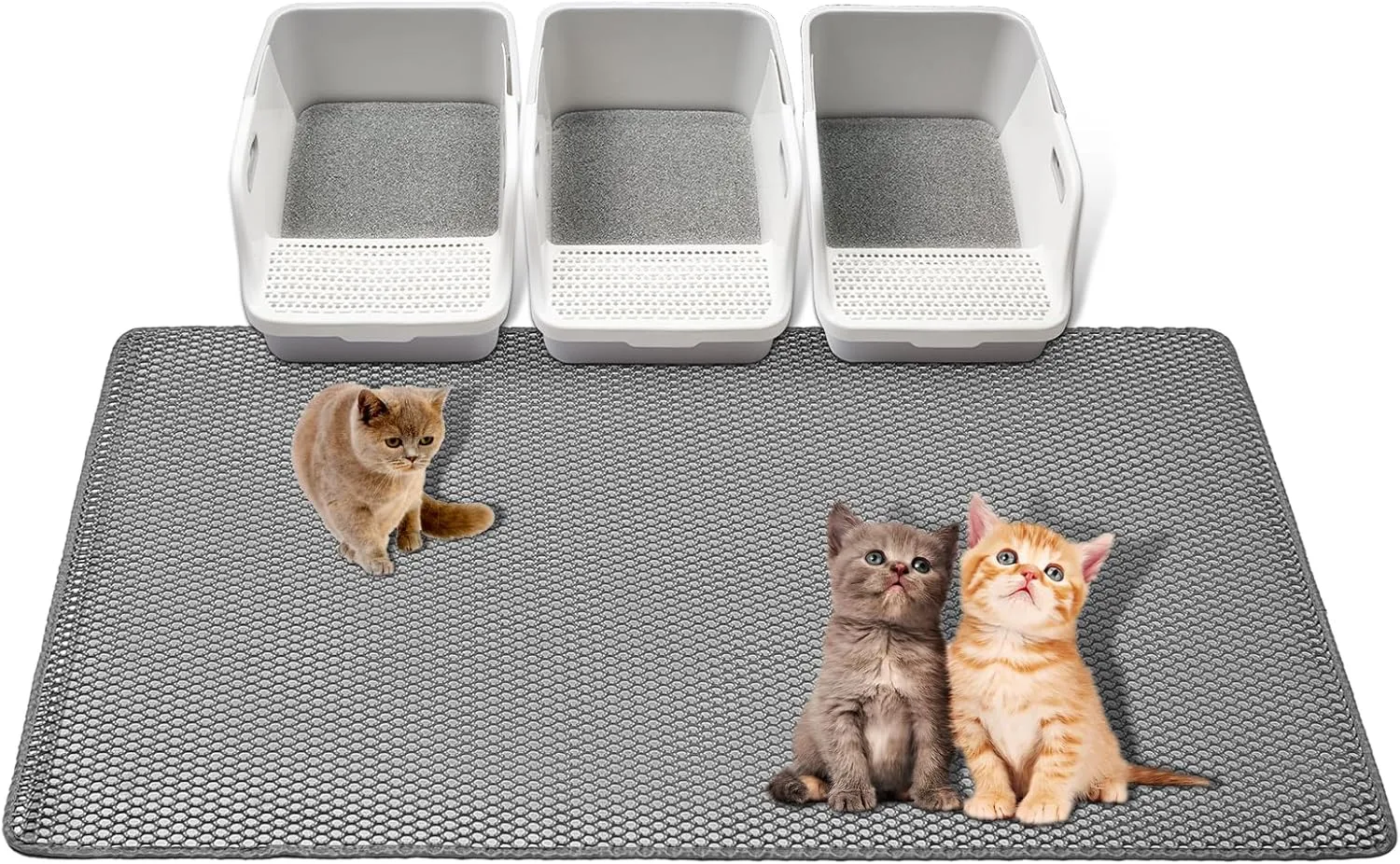 XXL 47''X 36'' Supper Large Cat Litter Box Mat,2 Layer Litter Mat for indoor cats,Rug for Pet kitty,Litter Trapping Mats,Waterproof Urine Proof,Non-Slip