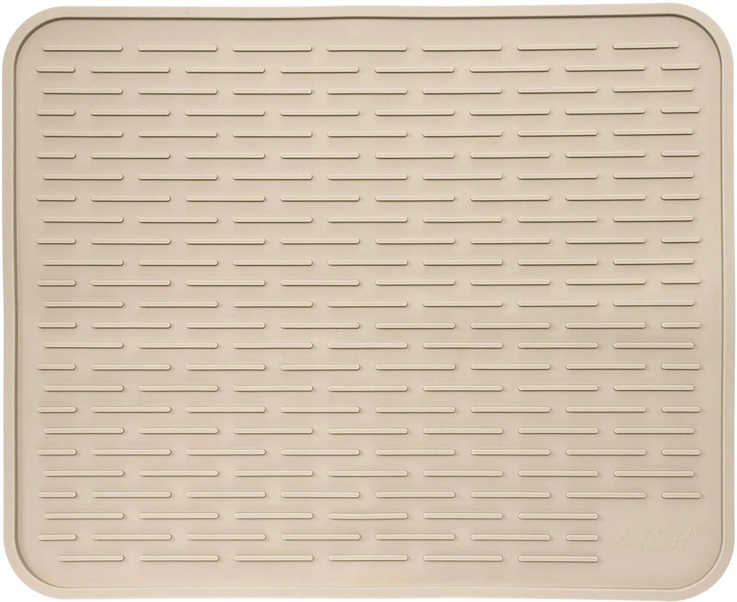 XXL Super Size Silicone Dish Drying Mat 24 x 18 Inch - Large Drainer Mat and Trivet by LISH (Beige)