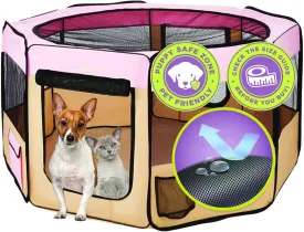 Zampa Puppy Playpen Extra Small 29"x29"x17" Portable Pop Up Playpen for Dog and Cat, Foldable | Indoor/Outdoor Kitten Pen & Travel Pet Carrier   Carrying Case.